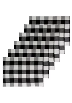 Outlet 🎉 C&F Franklin Checkered Plaid Black Placemat Set of 6 ✨ -C&F Shop Belk 1046
