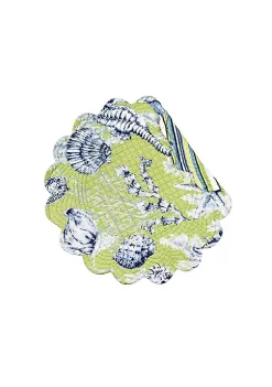 Hot Sale 🤩 C&F Fenwick Isle Green Coastal Sea Life Cotton Quilted Round Reversible Placemat Set of 6 ⭐ -C&F Shop Belk 1056