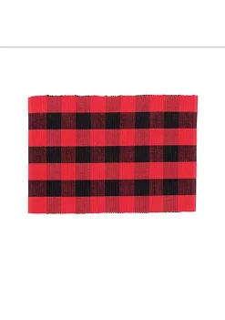 Best Sale 🥰 C&F Franklin Checkered Plaid Black & Red Placemat Set 4 🎁 -C&F Shop Belk 1070