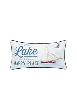 Hot Sale 😀 C&F 12" x 24" Lake Is My Happy Place Printed and Embellished Throw Pillow ⭐ -C&F Shop Belk 1120
