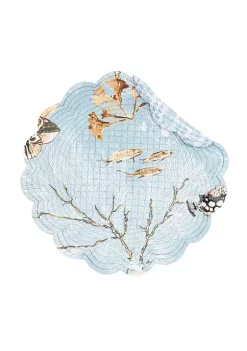 Brand new ❤️ C&F Meraki Island Round Quilted Reversible Blue Coastal Placemat Set of 6 👍 -C&F Shop Belk 1176