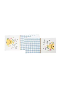 Best Sale ⭐ C&F 13" x 72" Bee Happy In Blue Embroidered Table Runner 🎉