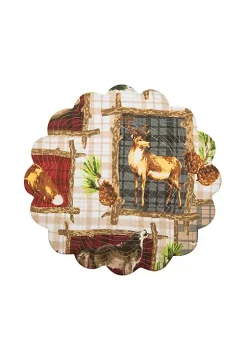 Outlet 🥰 C&F Bryson Retreat Round Woven Reversible Rustic Lodge Placemat Set of 6 🎁