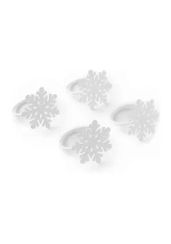 New 🔥 C&F White Snowflake Napkin Rings - Set of 4 🎁 -C&F Shop Belk 282