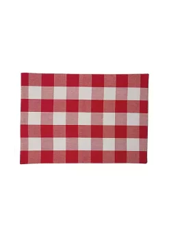 New 🔥 C&F Franklin Checkered Plaid Red July 4th Placemat Set of 6 ⭐