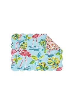 Coupon 🎉 C&F Flamingo Garden Coastal Sea Life Cotton Quilted Rectangular Reversible Placemat Set of 6 🔥