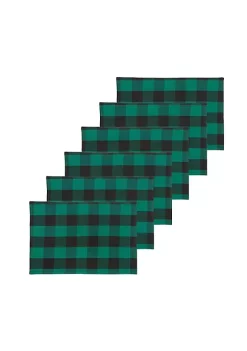 New 😍 C&F Franklin Checkered Plaid Spruce Black Placemat Set of 6 ✔️ -C&F Shop Belk 579
