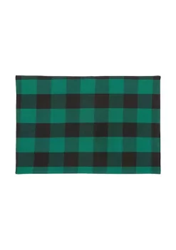 New 😍 C&F Franklin Checkered Plaid Spruce Black Placemat Set of 6 ✔️ -C&F Shop Belk 580