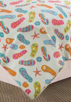 New 🎉 C&F Flip Flop Life Coastal Quilt Set 👍 -C&F Shop Belk 605