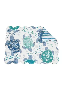 Hot Sale 🧨 C&F Turtle Bay Quilted Reversible Blue Coastal Placemat Set of 6 👏