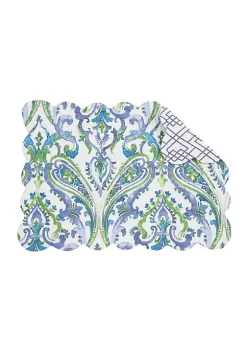 New 🥰 C&F Juliet Quilted Reversible Bright Paisley Placemat Set of 6 😉